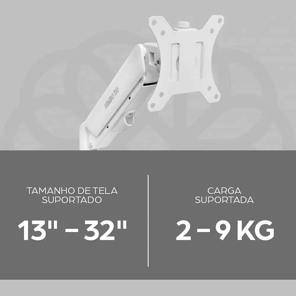 Suporte Articulado Para Monitor 13 A 32 Pistão A Gás Ajustável Zinnia Nimbo 110 Branco