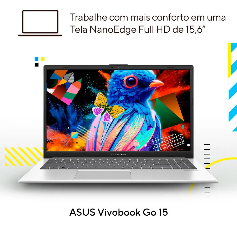 Notebook Asus Vivobook Go 15, Intel Core I3 N305, 8gb Ram, 512gb Ssd, Windows 11 Home, Tela Nanoedge 15,6  Fhd, Cool Silver - E1504ga-nj435w