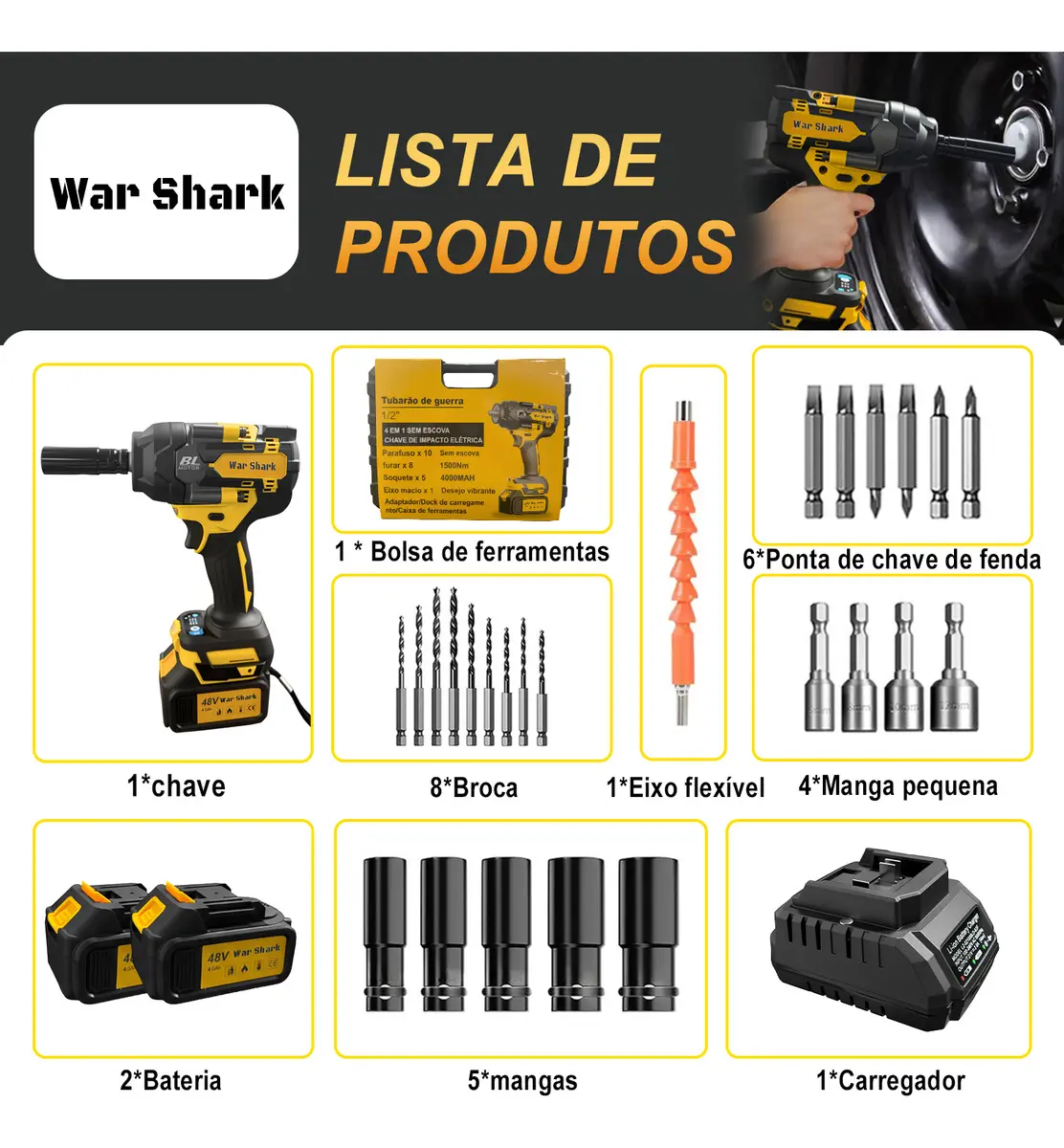 Chave de Impacto War Shark para Parafusadeira 1500 N.m — foto 8
