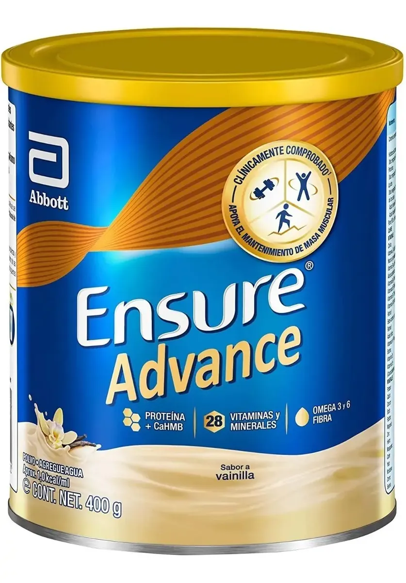 Suplemento en polvo Ensure Advance Carbohidratos Base sabor Vainilla x 400g