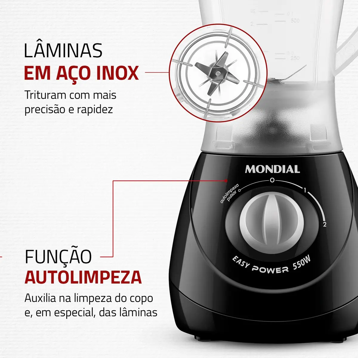Liquidificador Easy Power Mondial 550W - L-550-B - Imagem 3