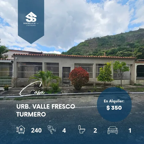 Casa En Alquiler - Turmero - Urb. Valle Fresco 
