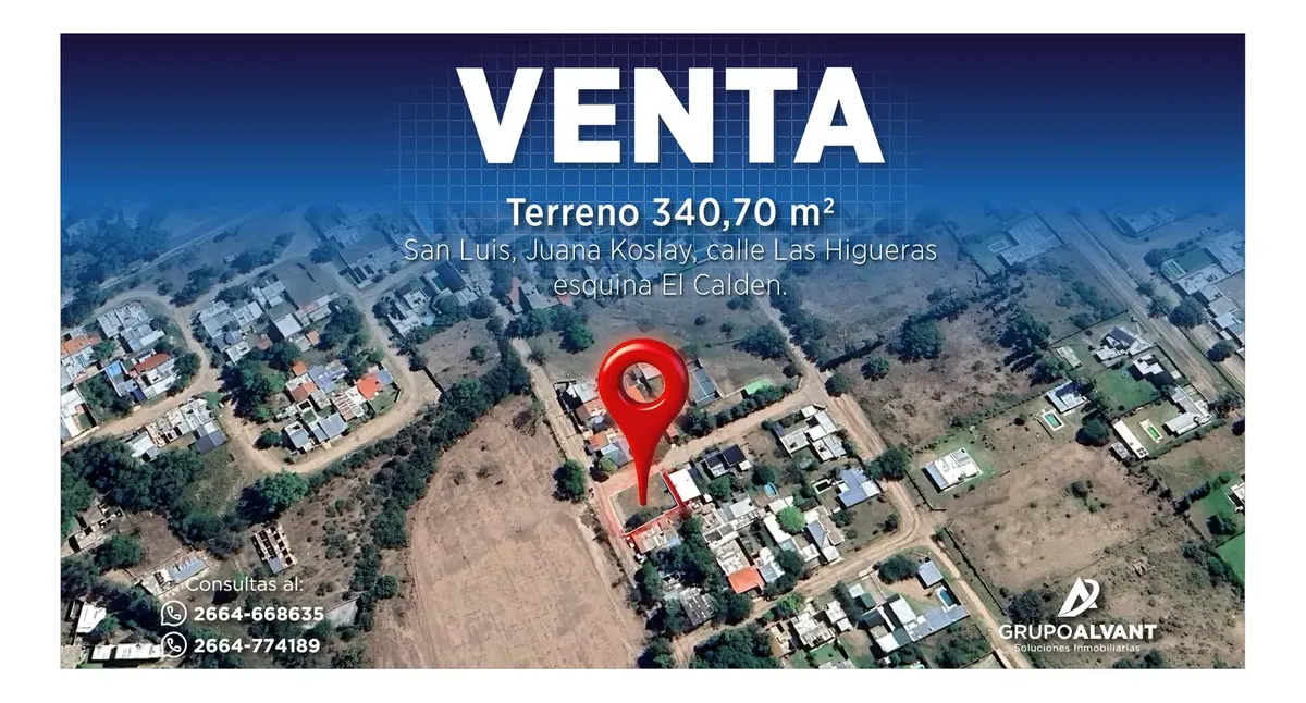 For Sale. Land Plot 340.70. San Luis, Juana Koslay, Las Higueras Street