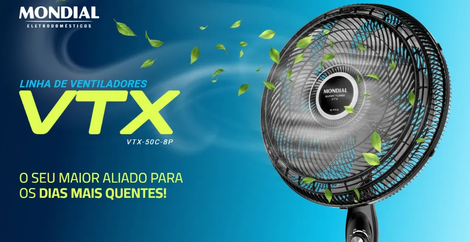 Ventilador Coluna 50cm Super Turbo 8 Pás Mondial 150W - VTX-50C-8P - Imagem 3