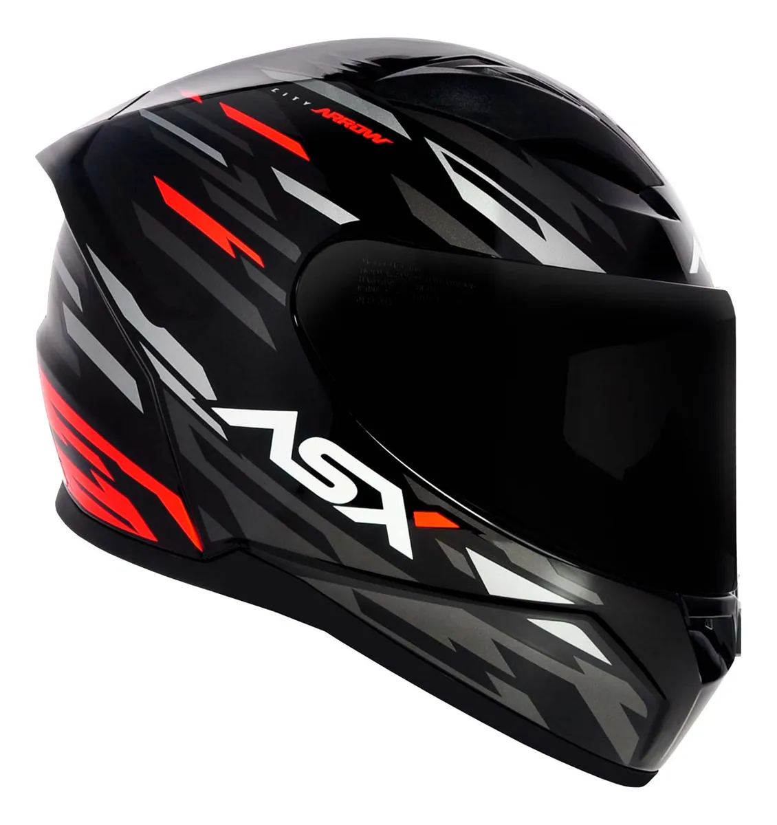Capacete Asx City Arrow Brilho Preto Grafite Vermelho - Imagem 2