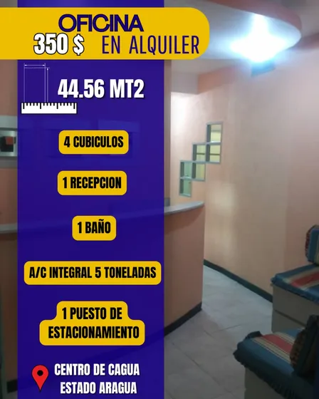 Se Alquila Oficina Centro De Cagua