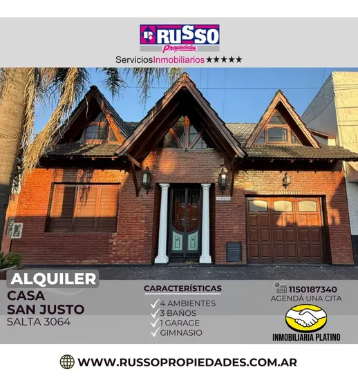 Alquier Casa 4 Ambientes Con Gimnasio Y Cochera - San Justo