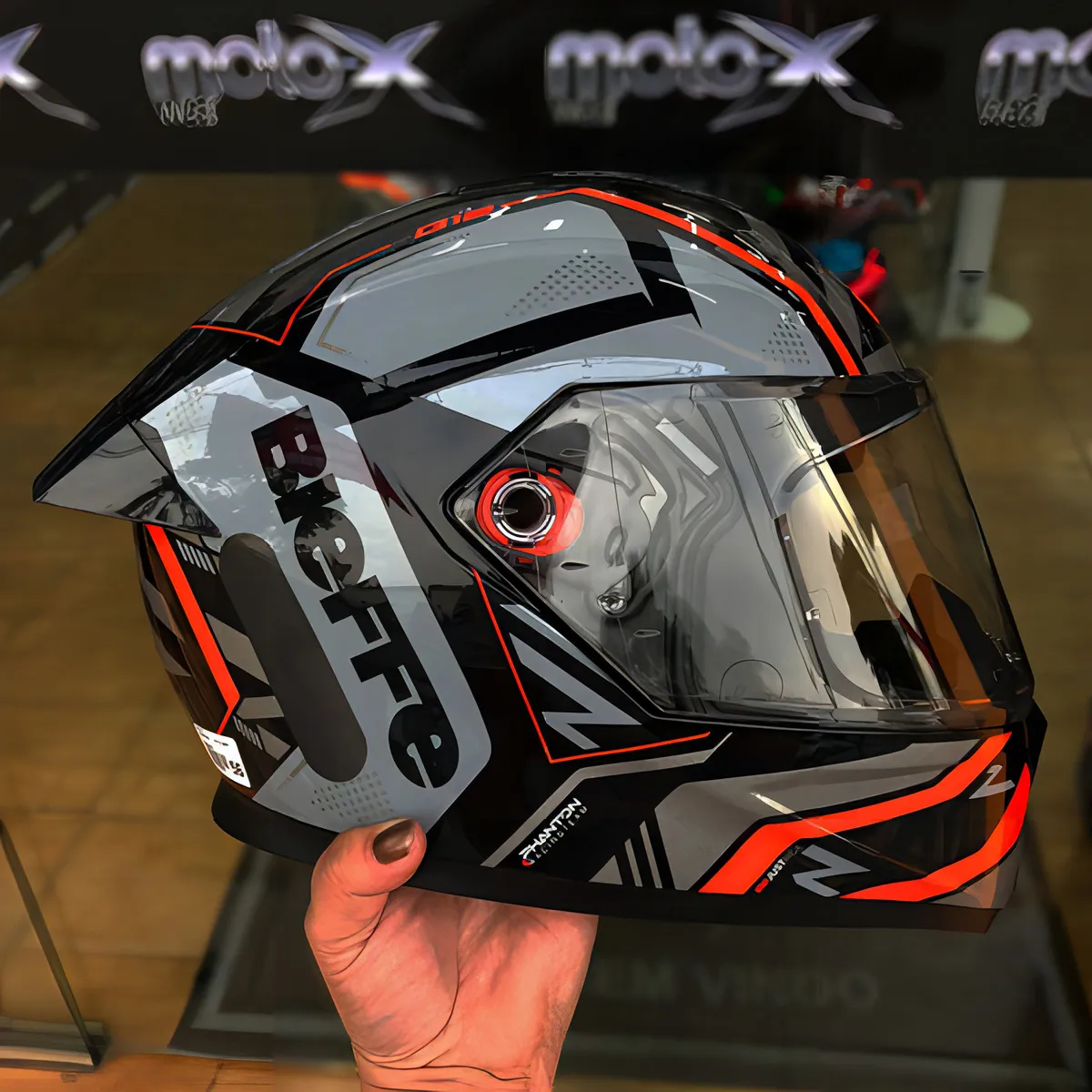 Capacete Bieffe B12 Phanton Esportivo Preto Moto Aerofolio Cor Preto Vermelho Brilho Tamanho Do Capacete 60 Preto/vermelho Brilho 60 - Imagem 2