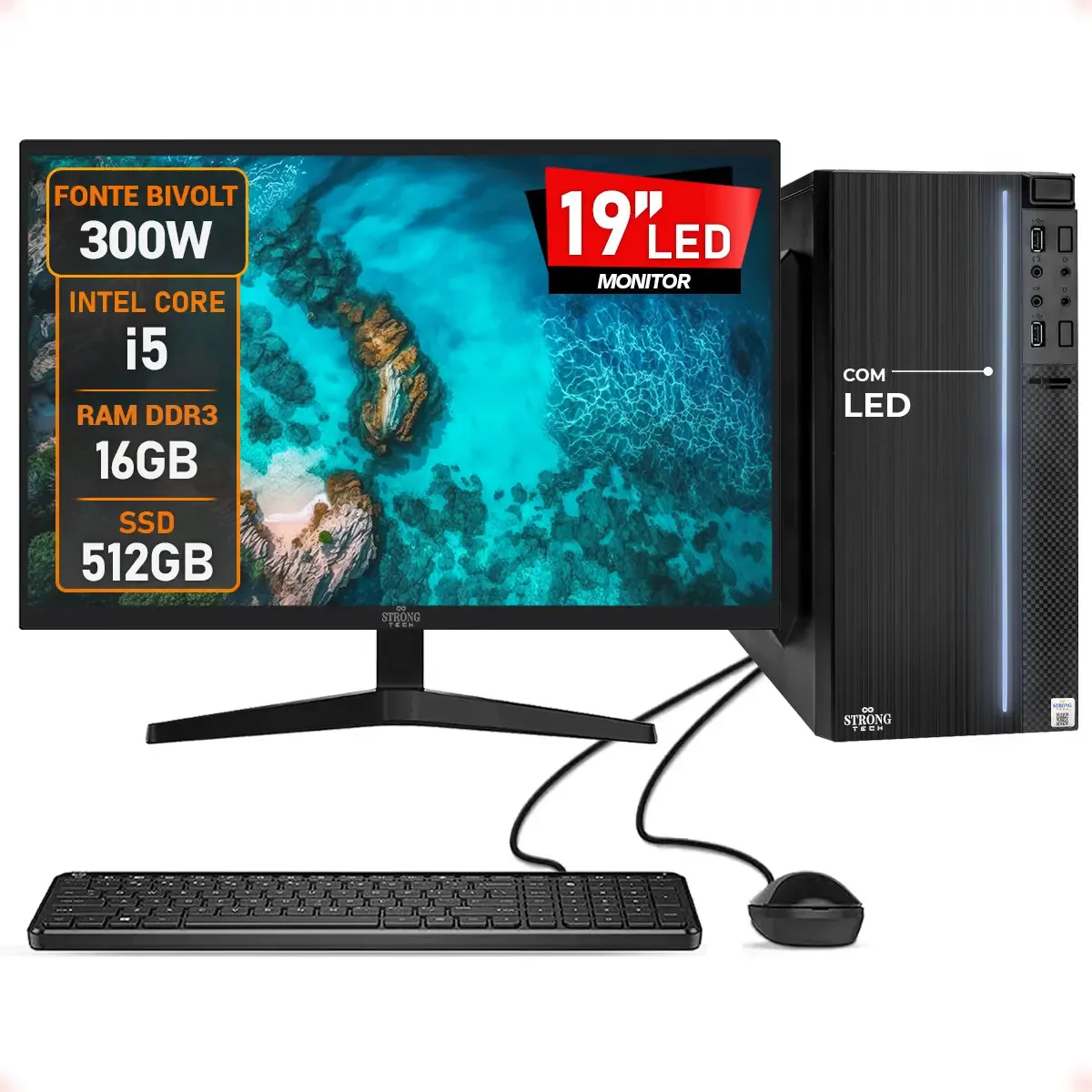 Pc Completo Intel I5 16gb Ssd 512gb Monitor 19 Led 300w L2f 512 Gb 16 Gb Intel Hd Graphics