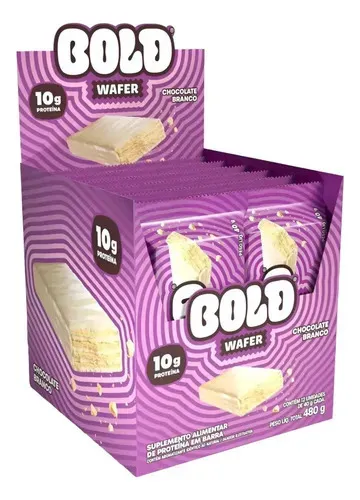 BOLD Wafer Sabor Chocolate Branco 10g de Proteína 40g 12 un.