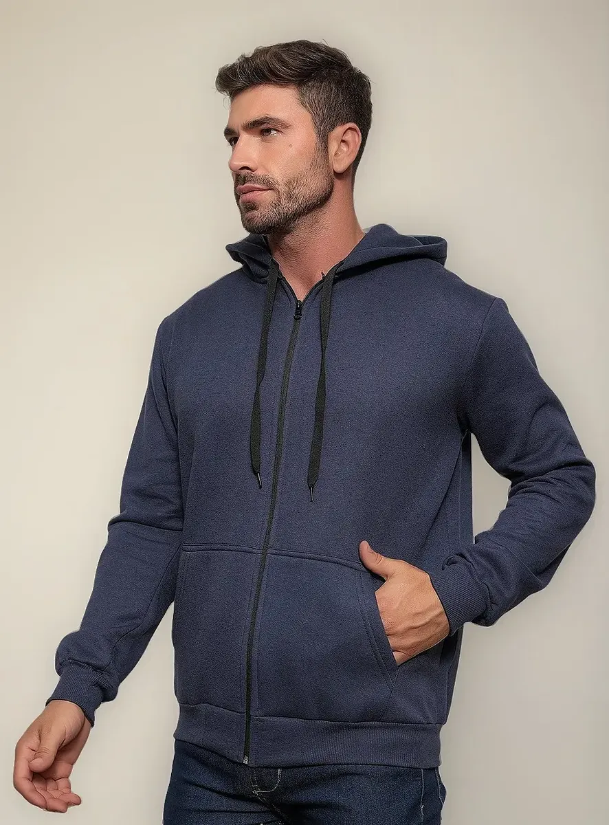 Casaco Moletom Blusa De Frio Masculino Com Zíper Com Capuz