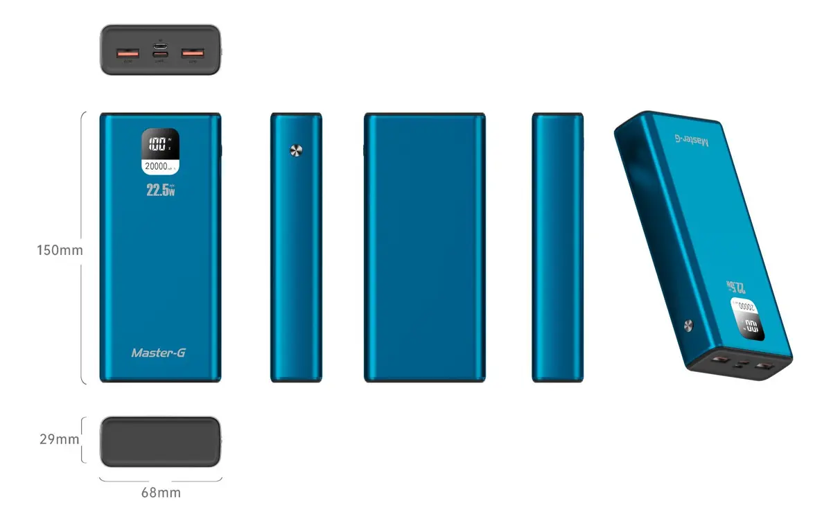 Batería Externa Power Bank 20000 Mah 22.5w Power Delivery Master-g Color Azul
