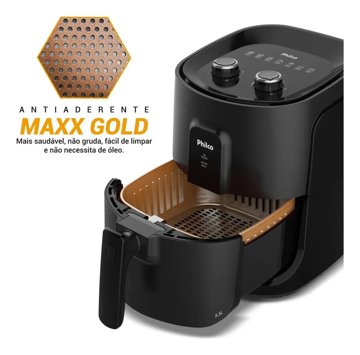 Air Fryer Philco 5,5l Cesto Quadrado 1500w Paf55a Cor Preto - Imagem 2