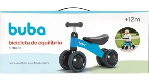 Bicicleta De Equilíbrio 4 Rodas Buba Infantil Sem Pedal Cor Azul - Imagem 2