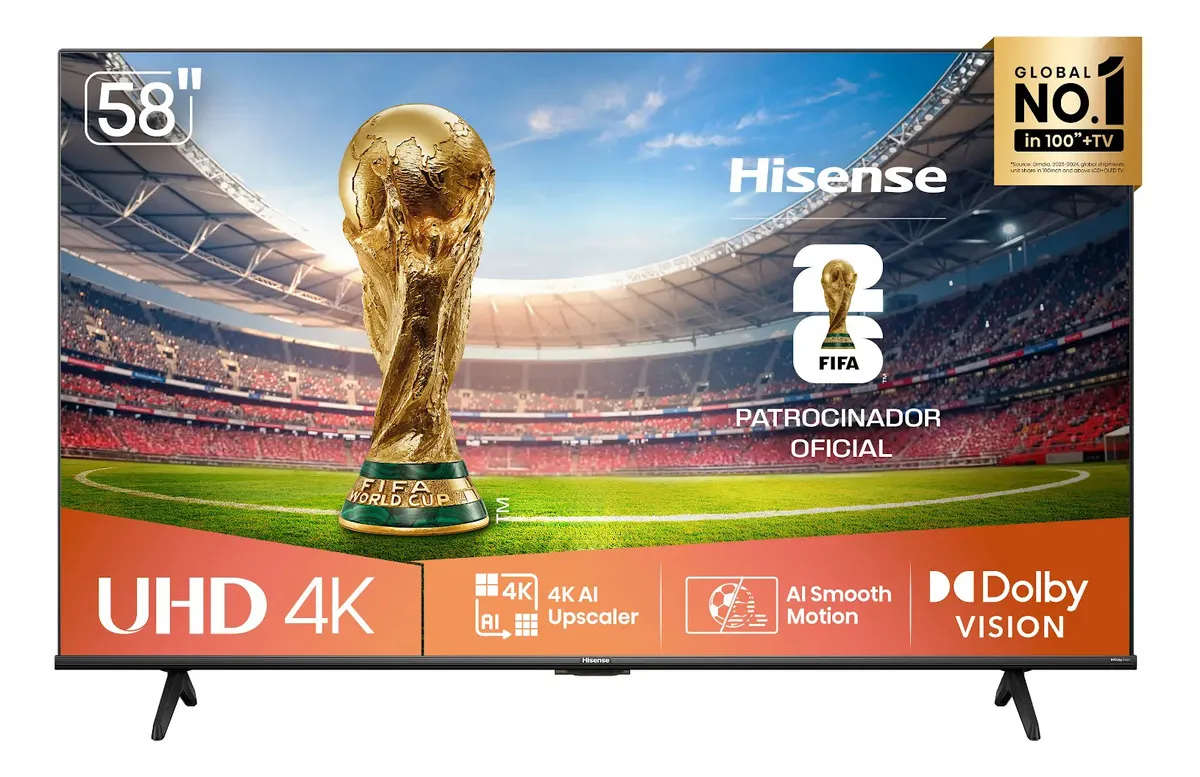 Hisense Smart TV 4K 58 Polegadas 58A6NV com Dolby Vision, HDR10, HLG,...