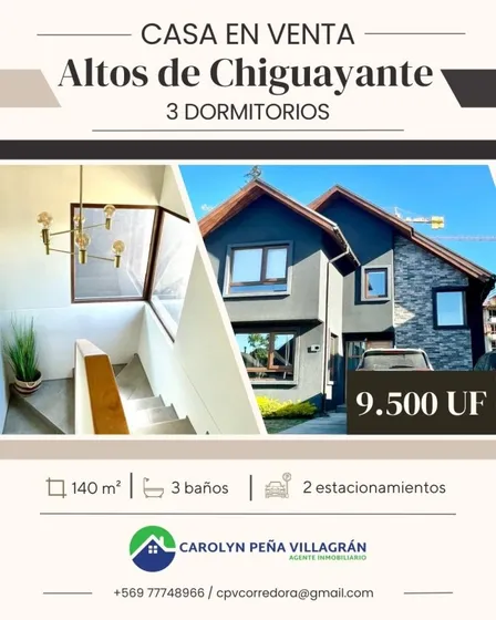  Casa   3 Dormitorios, Los Altos De Chiguayante 