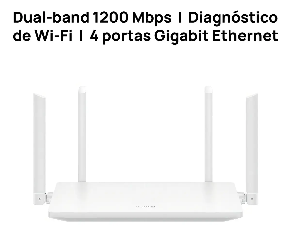 Roteador Huawei Wifi Ax1 Wifi 5 1200 Mbps De Banda Dupla Diagnóstico De Wi-fi Visualizado 4 Portas Gigabit Ethernet Branco