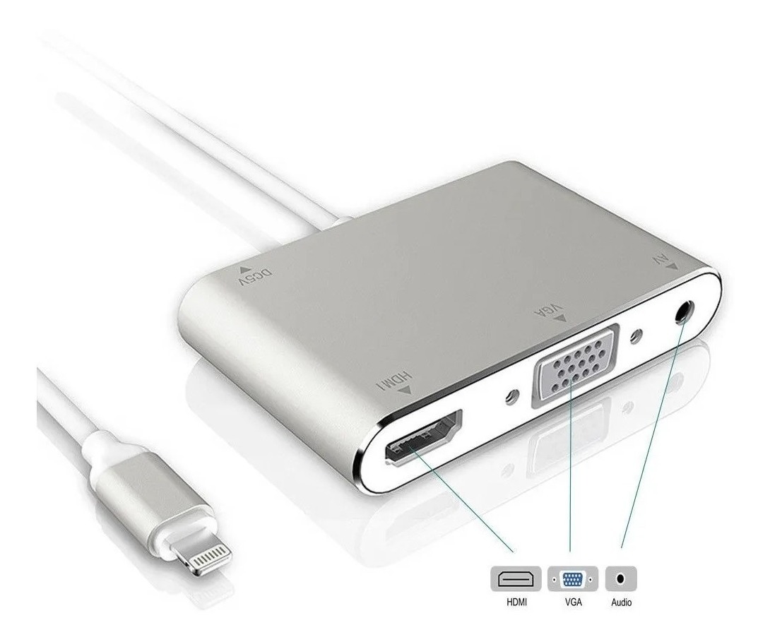 Adaptador Lightning Para Hdmi Vga P2 - iPad iPhone Para Tv | Mercado Livre - Ver Ipad En Tv Con Cable Hdmi