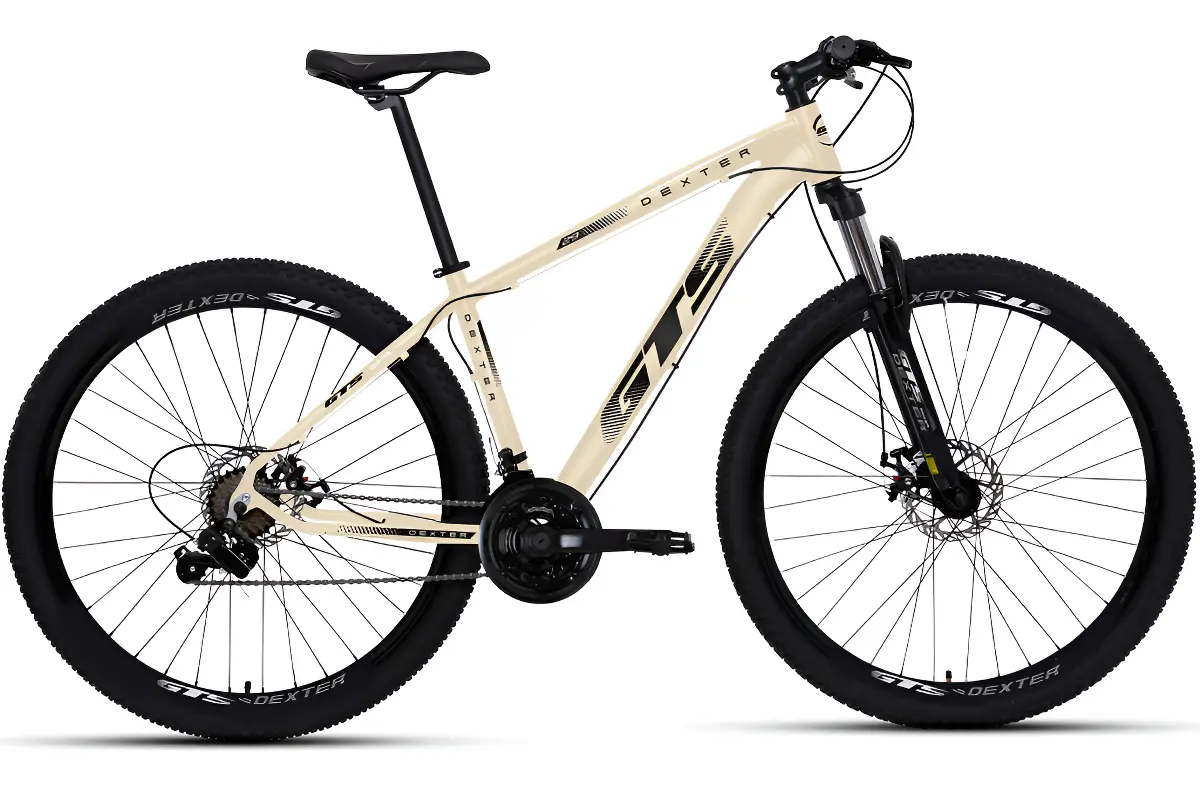 Bicicleta Aro 29 Gts Dexter 24 Marchas Freio A Disco Cor Bege Com Preto Tamanho Do Quadro 17