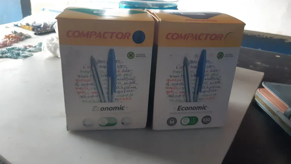 Caixa de 100 Canetas Esferográficas Compactor Economic Azul Cristal - Imagem 2