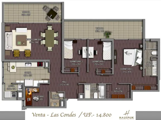 Venta Departamento Las Condes 3 Dormitorios Mas Escritorio