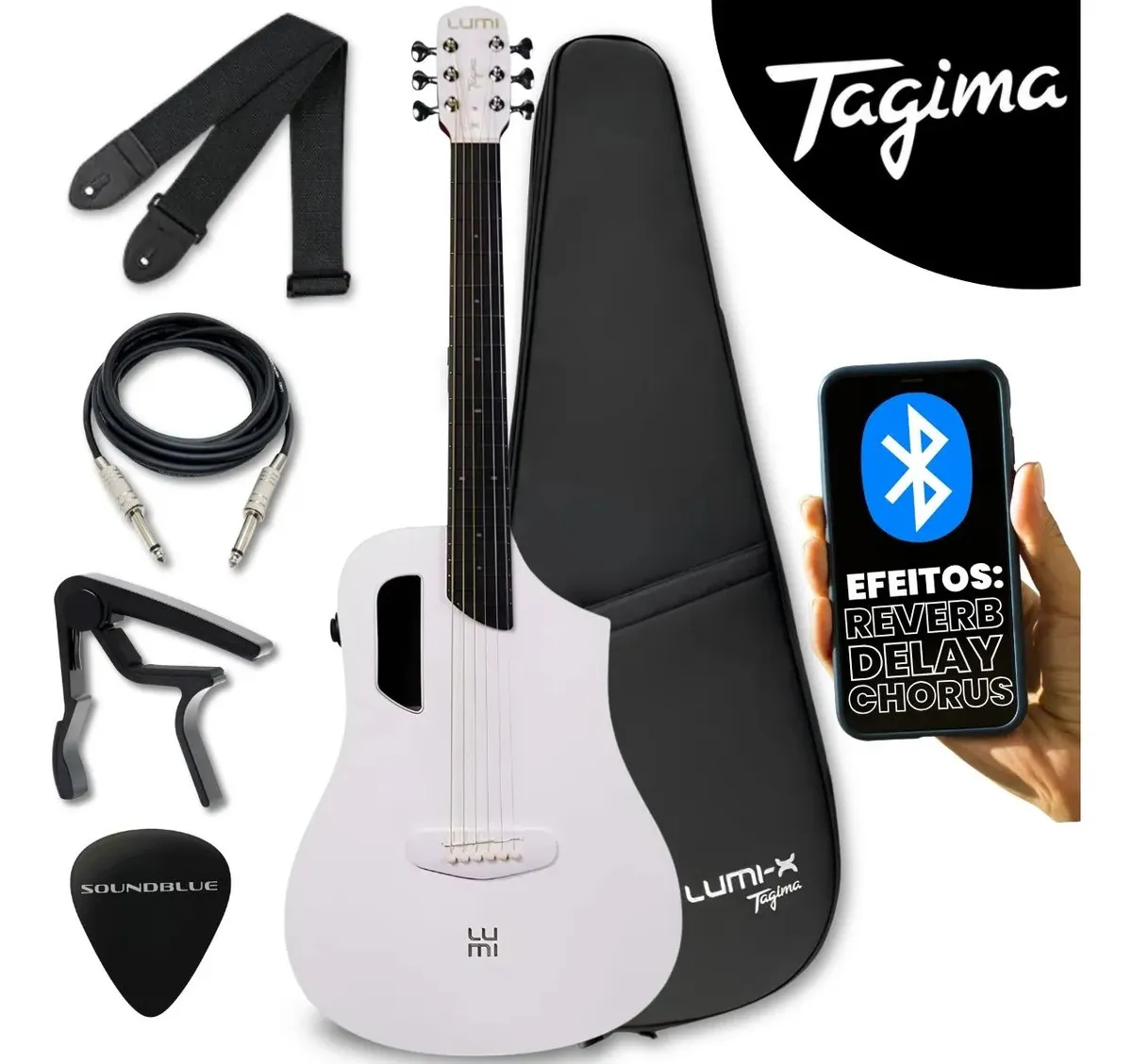 Violão Elétrico Tagima Lumix Bluetooth Mini Smart Folk Cutaway Aço com Efeitos - Tagima