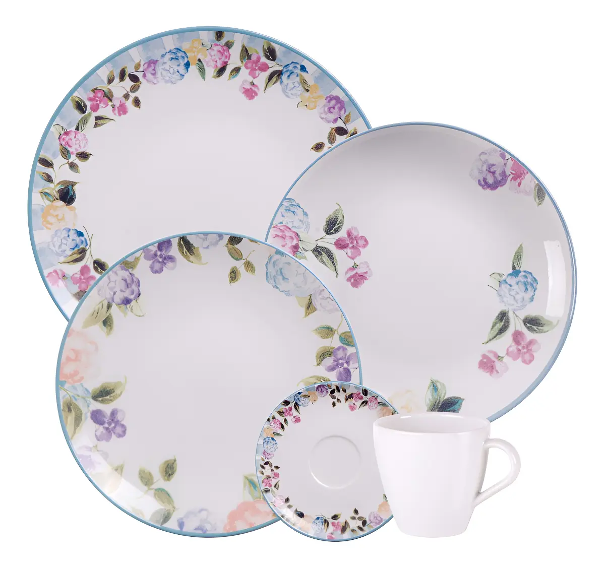 Aparelho De Jantar Tramontina Aura Porcelana 20 Peças Florido