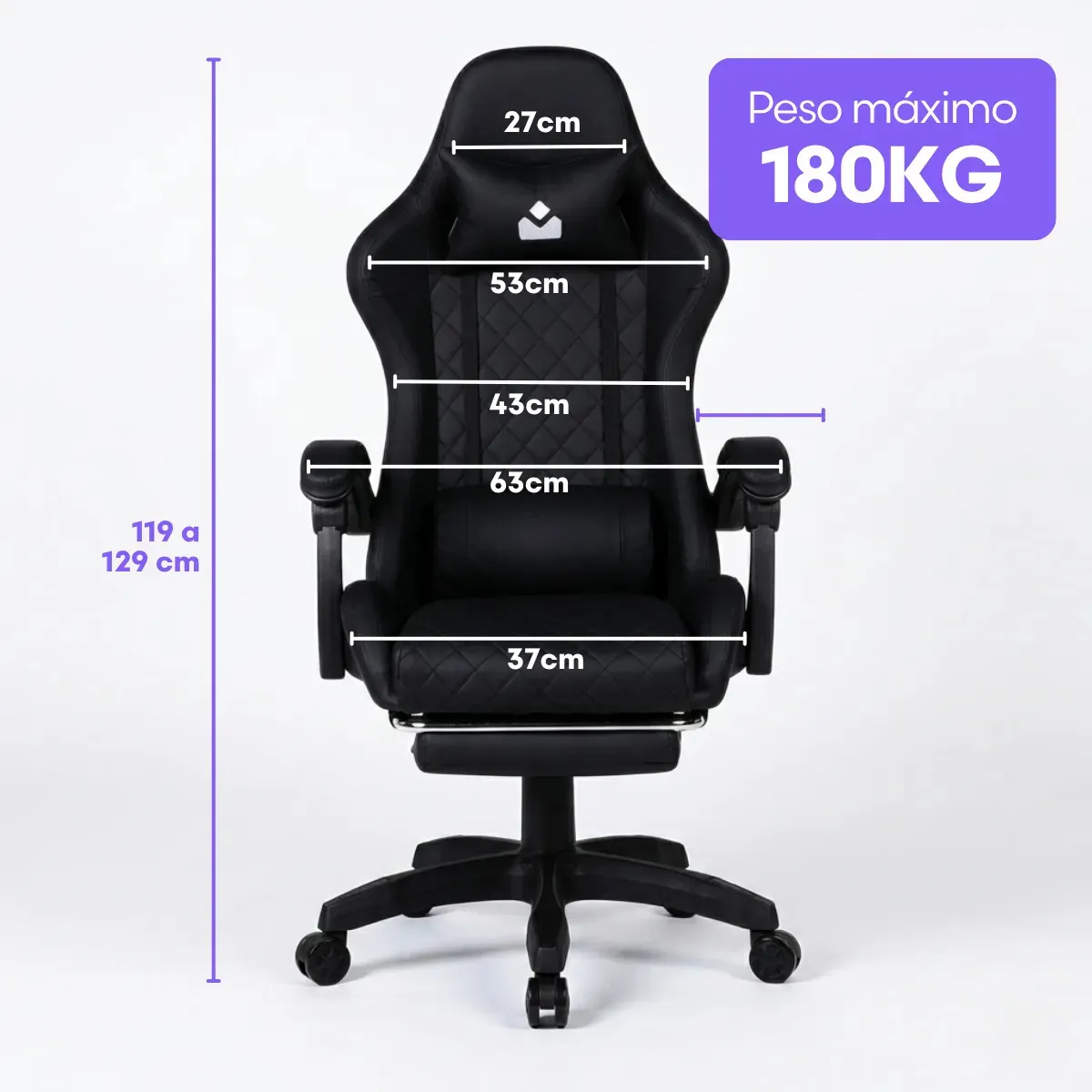 Cadeira De Escritorio Gamer Ergonômica Dunamis Preta Marqs Home Reclinável 180kg Resistente Giratória Confortavel Computador Preto Courino Sintético