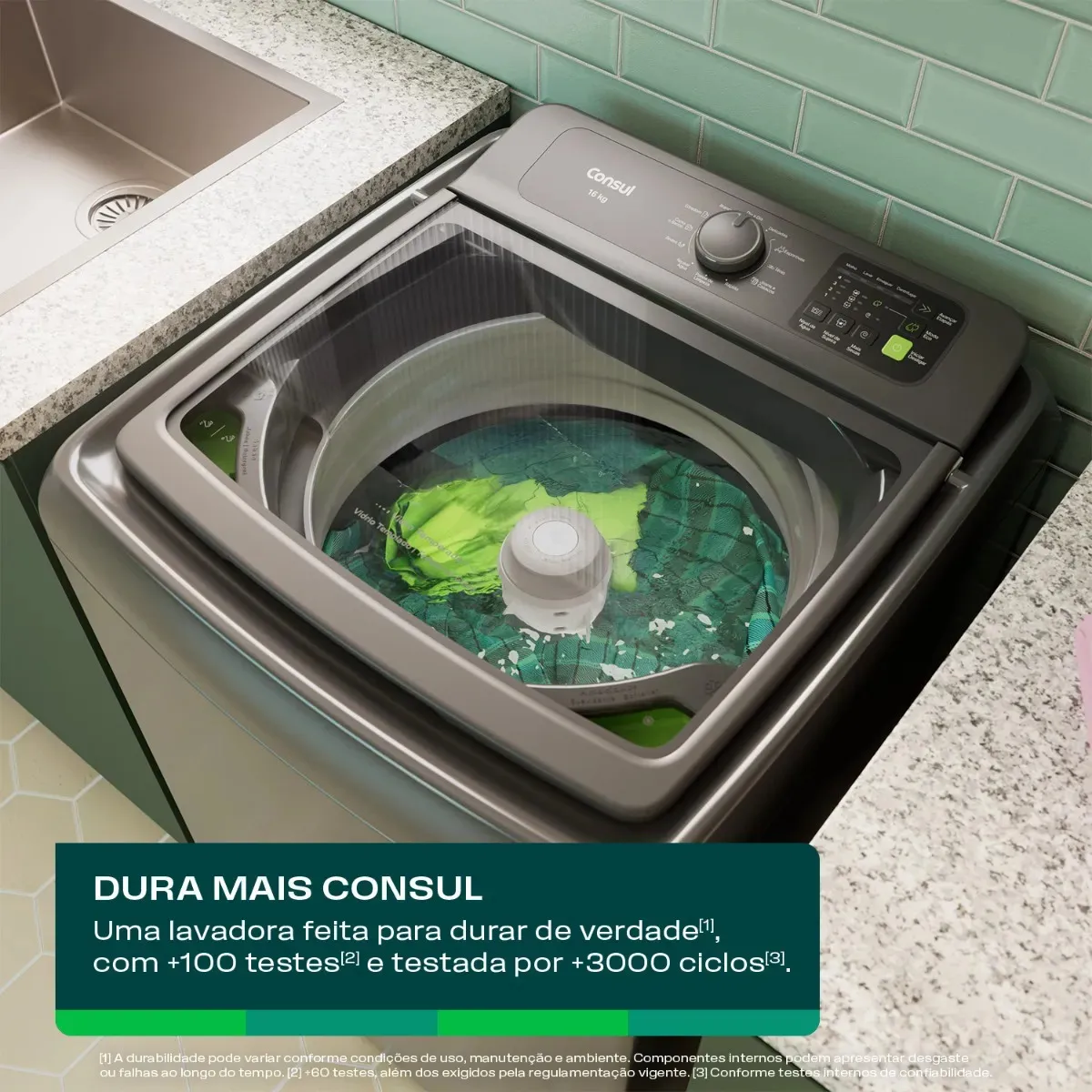Máquina de Lavar Consul 16Kg Titanium com Modo Eco - CWN16A9