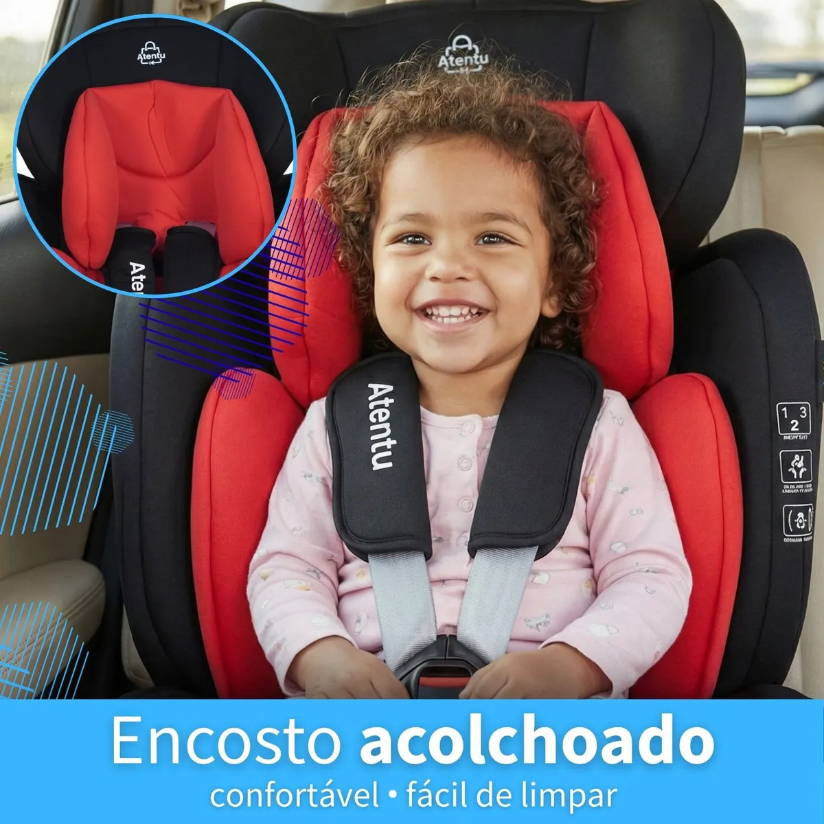 Cadeirinha Infantil Para Carro 9-36kg Passeio Com Segurança Cadeirinha Infantil Vermelho - Imagem 3