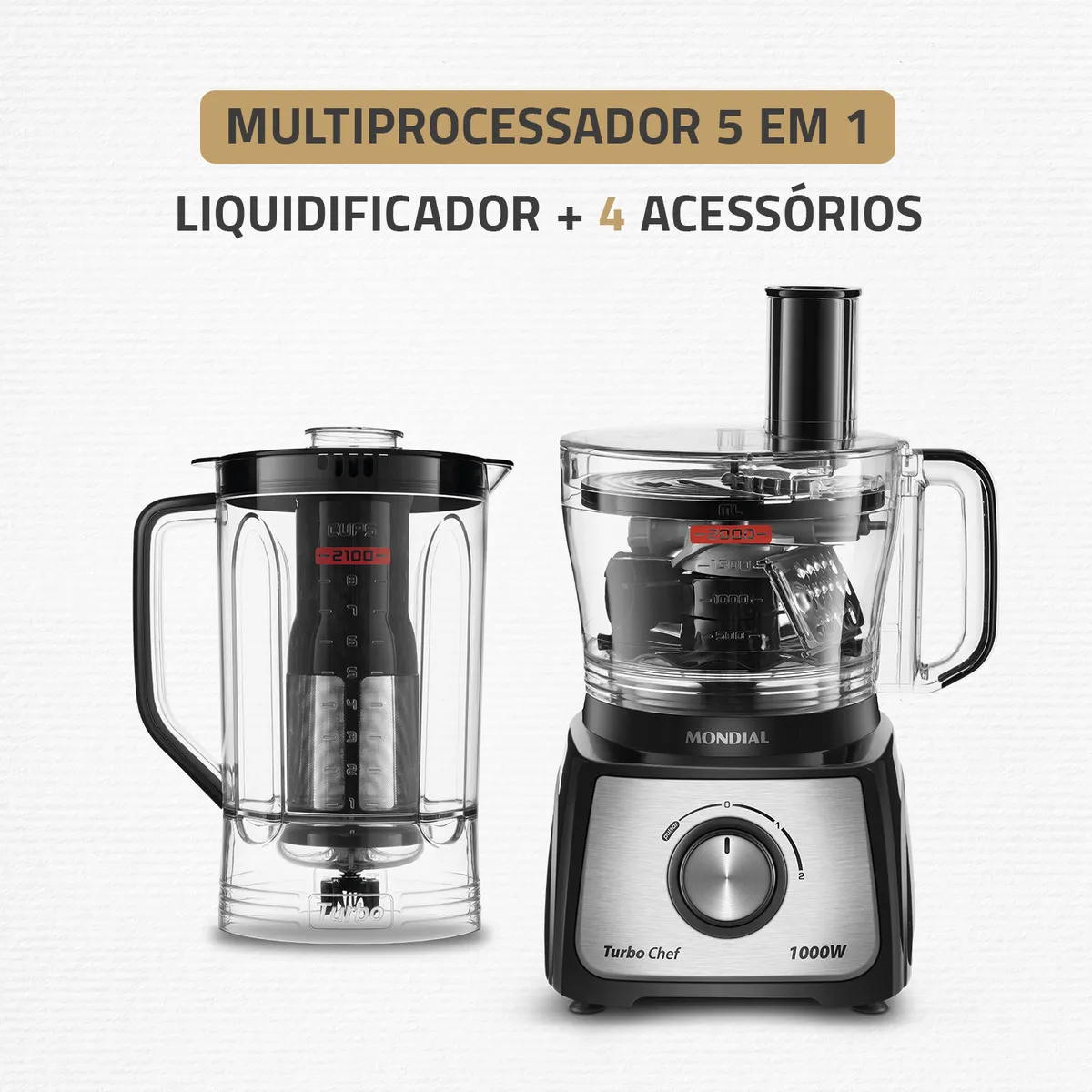 Multiprocessador Turbo Chef 5 em 1 Mondial 1000W MPN-01-B - Imagem 4