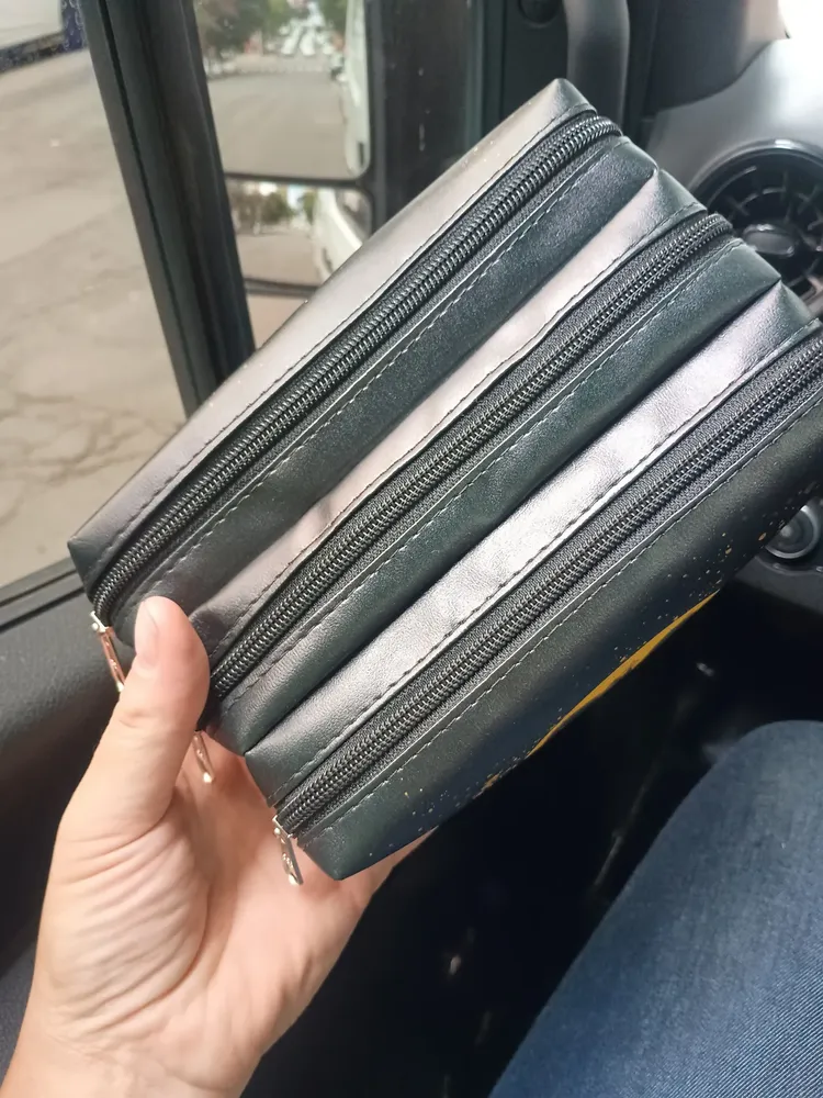 Estojo Escolar Camuflado Triplo Grande Zíper Resistente Preto Camuflado - Imagem 2