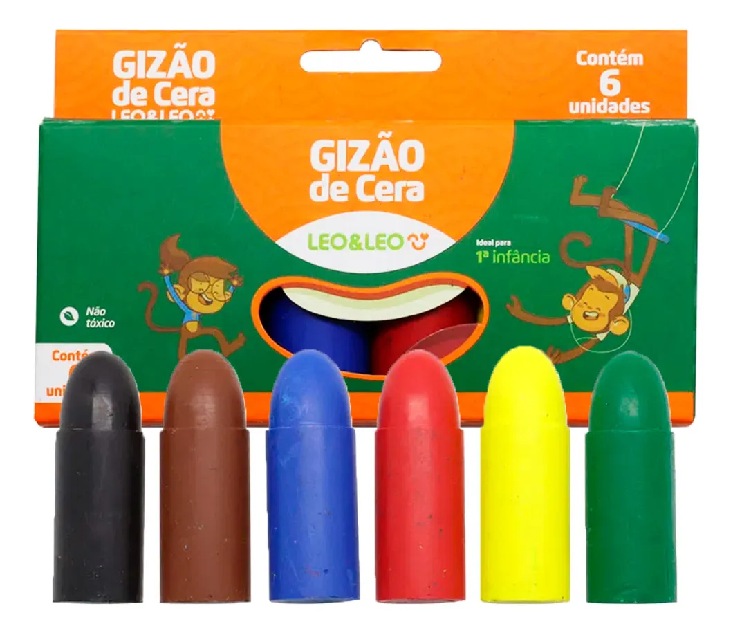 Meu Primeiro Giz De Cera Gizão Jumbo 6 Cores Crianças Kit 25