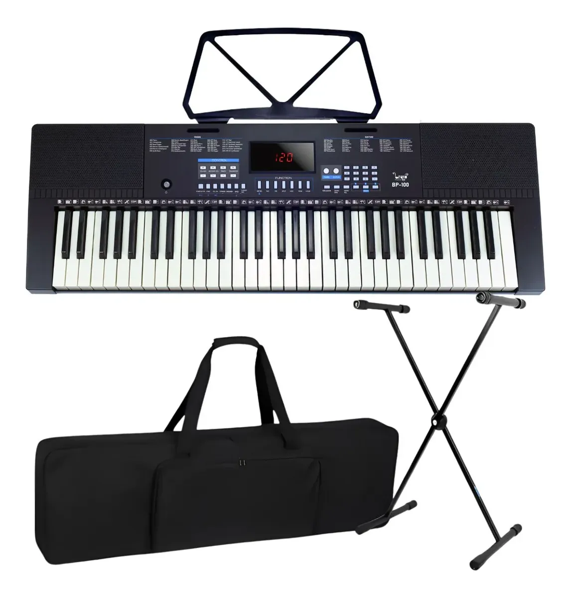 Kit Teclado Musical Estudante Iniciante 5/8 + Capa Suporte