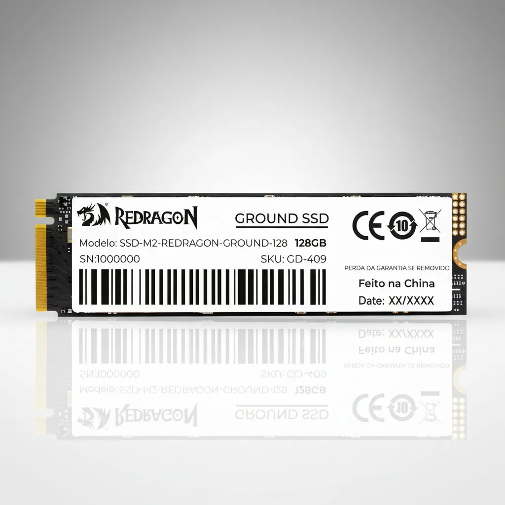 SSD. M2 NVMe 128GB Leitura: 1600MB/s Gravação: 1000MB/s, REDRAGON GD-409