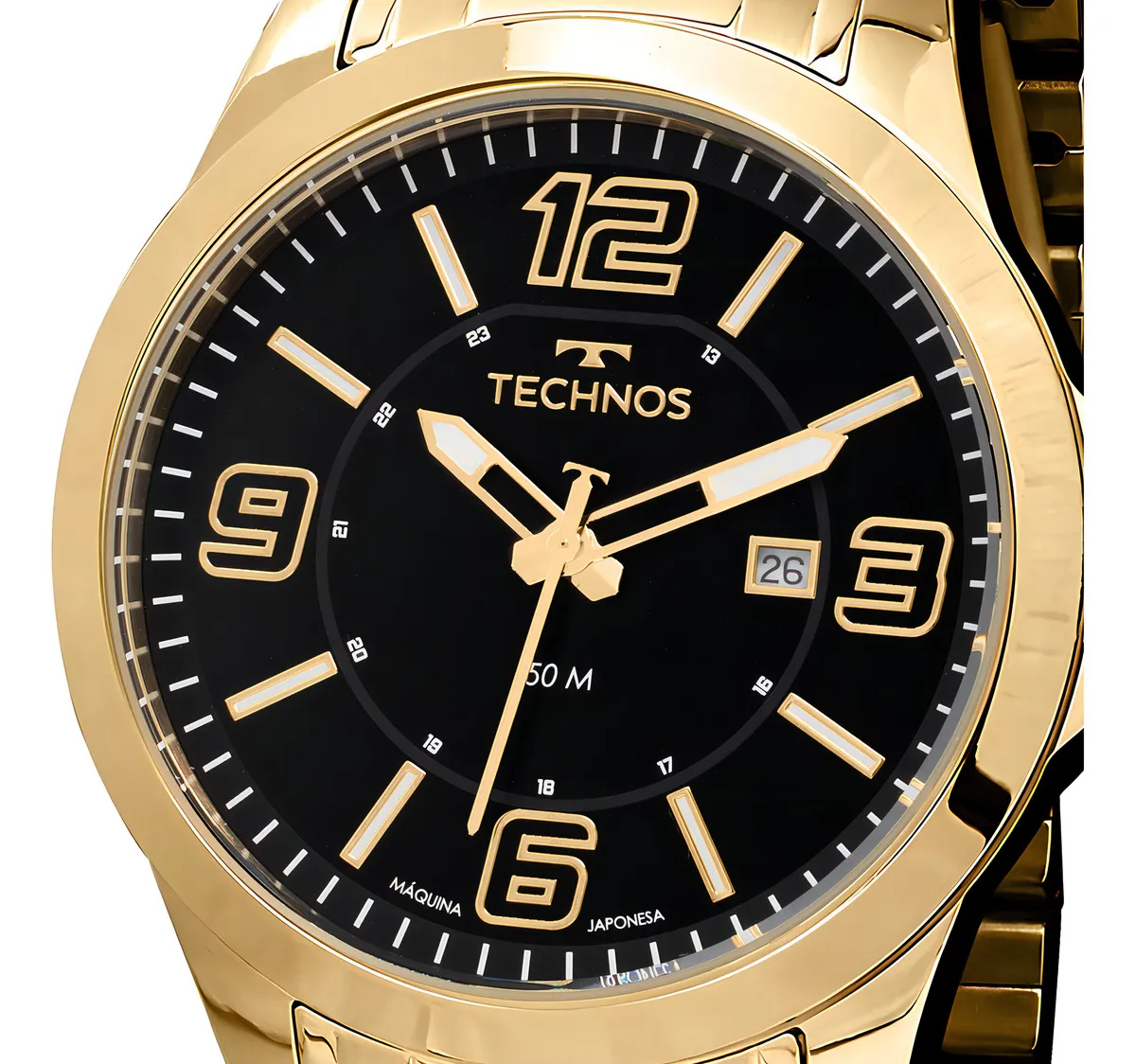 Relógio Technos Masculino Aço Inox Dourado Racer Fundo Preto Quartz 45mm - Imagem 2