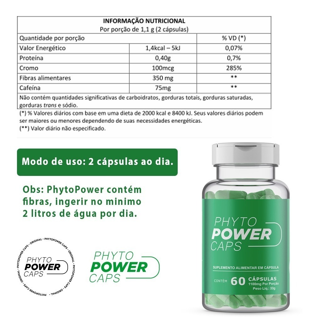 Phyto Power Caps Potes Natural Emagrecedor Dos Famosos Parcelamento Sem Juros