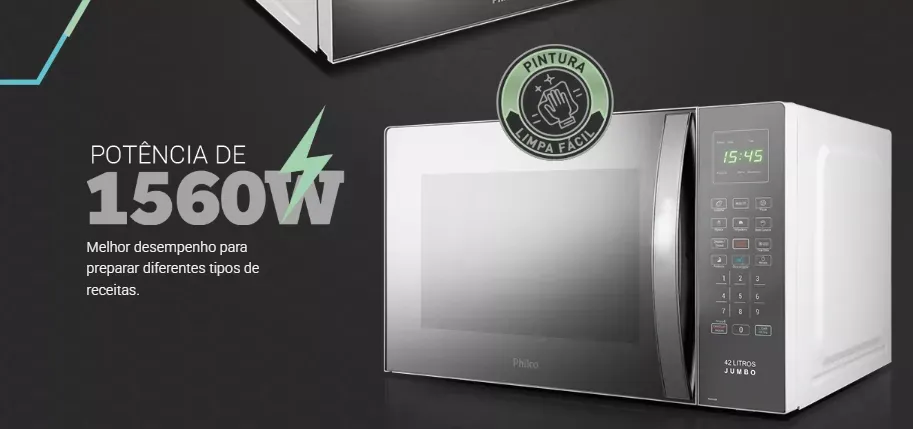 Micro-ondas 42L Philco Jumbo Tira Odor 1560W 127V PMO42EB - Imagem 4
