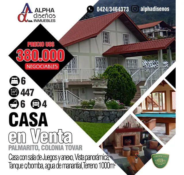 Casa Lista Para Habitar En Colonia Tovar, Palmarito