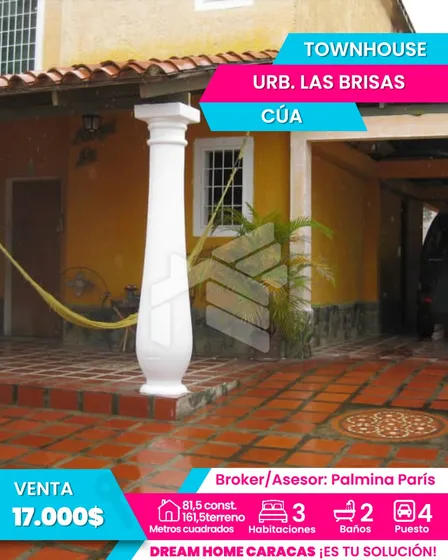  Town House En Venta En Cúa Urbanización Las Brisas - Sector Apamate
