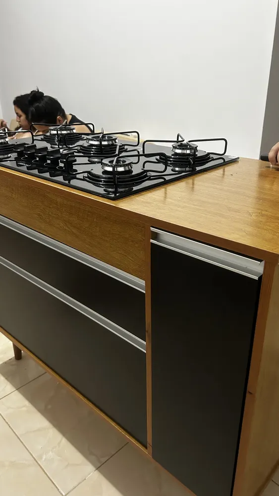 Balcão Cooktop Para Bocas 5 Gaveta Porta Temperos Panelas - Imagem 2