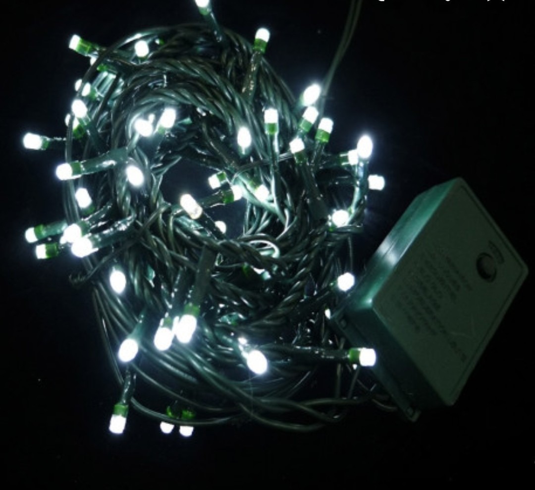 Luces Led Blancas Navidad 100luces Cable Verde O Transparent Mercado
