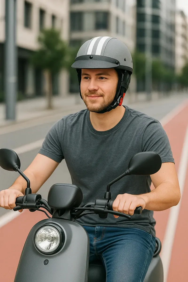Capacete Coquinho Couro Cinza Para Scooter Elétrica Patinete — foto 4