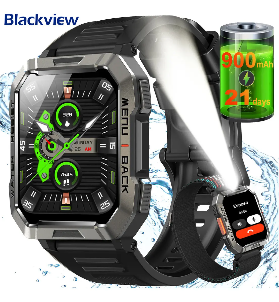 Smartwatch BAOLUBAO W60 Preto de 2.01" para Android e iOS