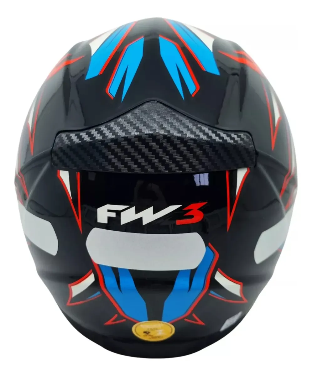 Capacete Fechado Fw3 Gtn Eagle Vermelho Azul Narigueira Alta — foto 6