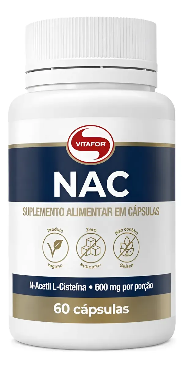 Nac 600mg 60 Capsulas Vegano Glutationa Vitafor Suplemento Alimentar Nac
