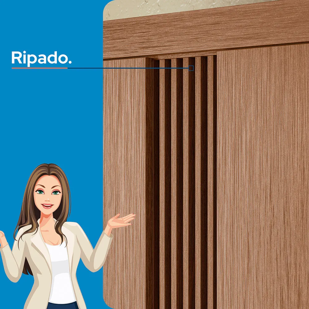 Guarda Roupa Casal Aurora 3 Portas E 3 Gavetas Ripado Cor Jatobá - Imagem 4