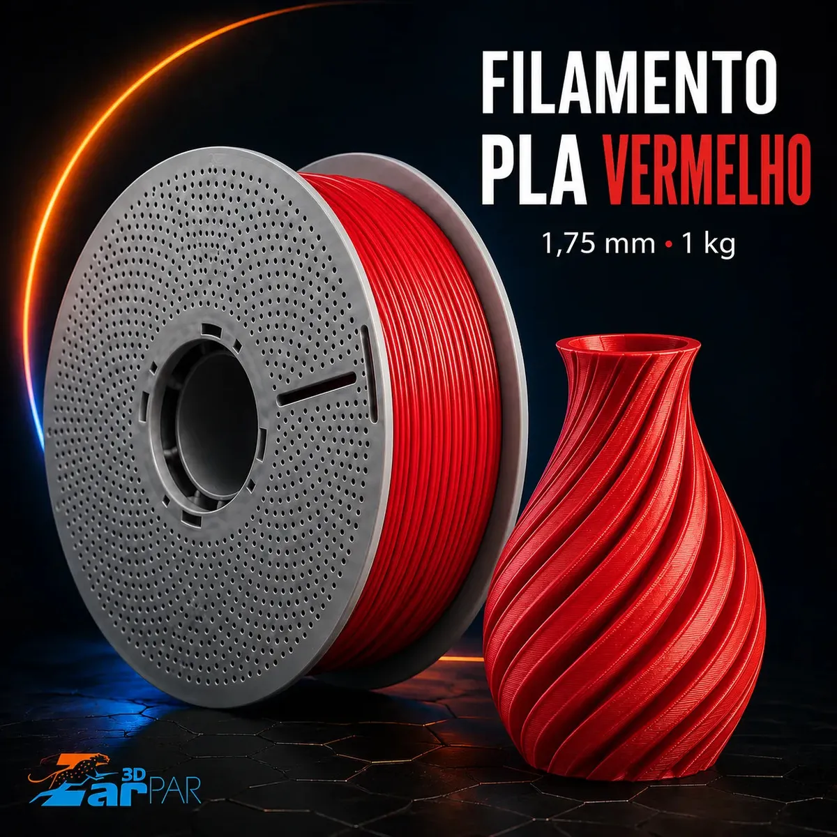 Filamento Pla Impressora 3d Com 1.75mm Sem Entupimento Flexivel 1kg Impressão Premium Vermelho