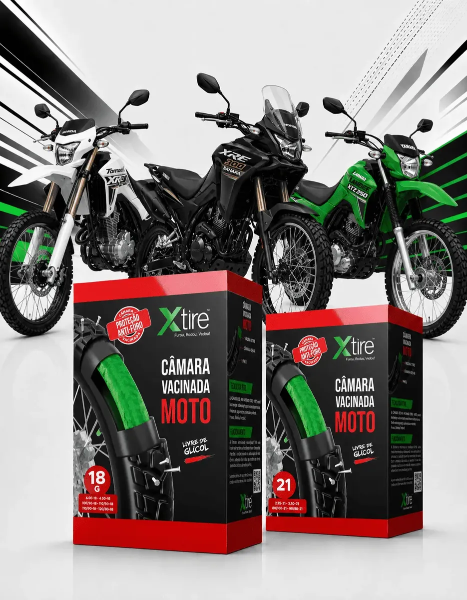 Kit 2 Camara De Ar Moto C/ Vacina De Pneu Antifuro Xtire
