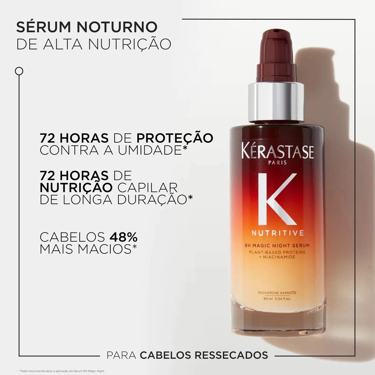 Sérum Capilar Noturno para Cabelos Secos Restaura a Fibra Capilar com Ação Antifrizz para Nutrição, Maciez e Brilho Intenso Kérastase Nutritive 8H Magic Night 90ml - Imagem 4